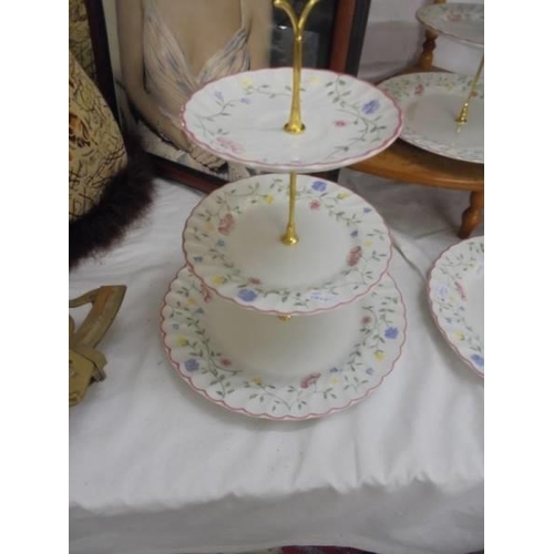 1319 - Five cake stands - one three tier, three x two tier and a single tier.