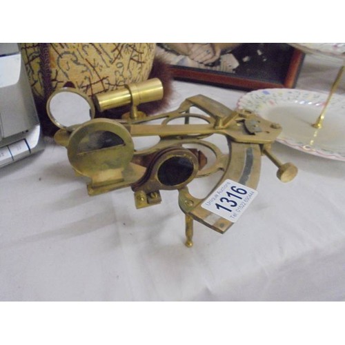 1316 - A twentieth century brass sextant.