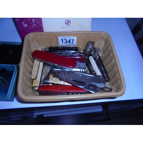 1347 - A quantity of old penknives including a Rushtons Bucyrus letter opener.