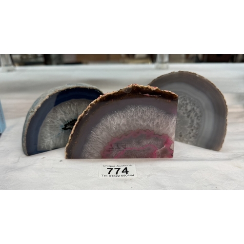 774 - 3 Pieces of agate geode