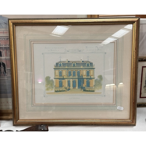 817 - 3 Gilt framed architectural prints