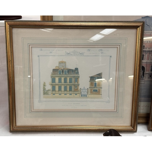 817 - 3 Gilt framed architectural prints