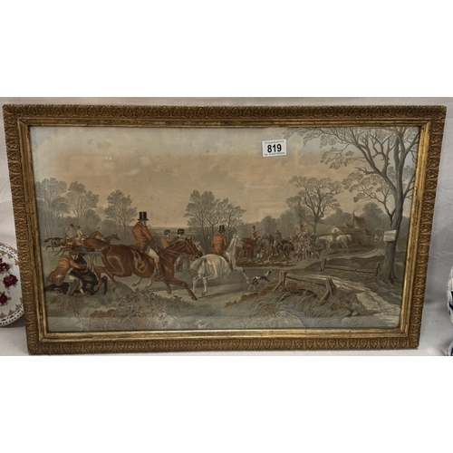 819 - A gilt framed print of a hunting scene