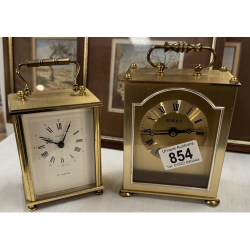 854 - A H.Samuel quartz carriage clock & one other by President