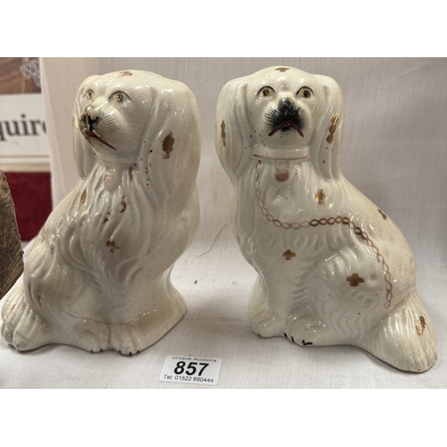 857 - A pair of mid 20th century Staffordshire spaniels.