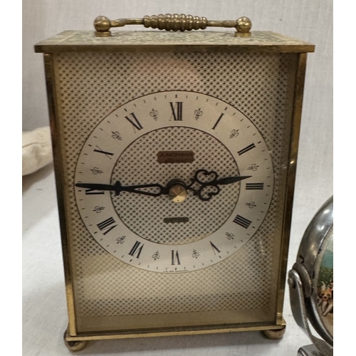 860 - A vintage perpetual calendar with hunting scene & a selection of clocks