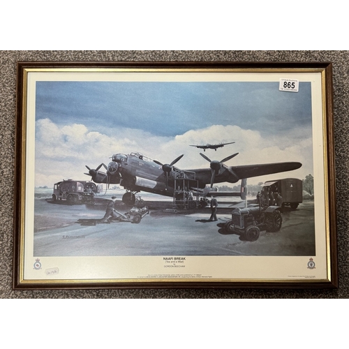 865 - A Lincolnshire Lancaster association limited edition print of 850 titled Naffi Break by Gordon Beech... 