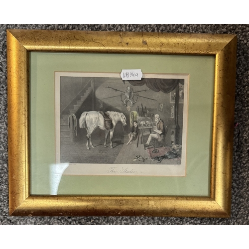 869 - 3 Gilt framed engravings involving horses