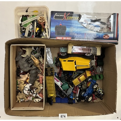 874 - A quantity of mixed diecast and box farm animals etc