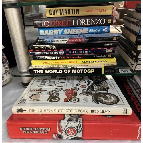 881 - A large quantity of books on classics & vintage motorcycle including MotoGP etc