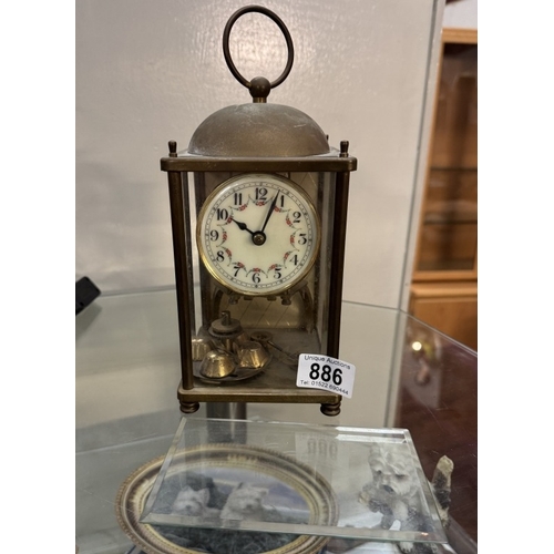 886 - A vintage lantern style brass anniversary clock A/F