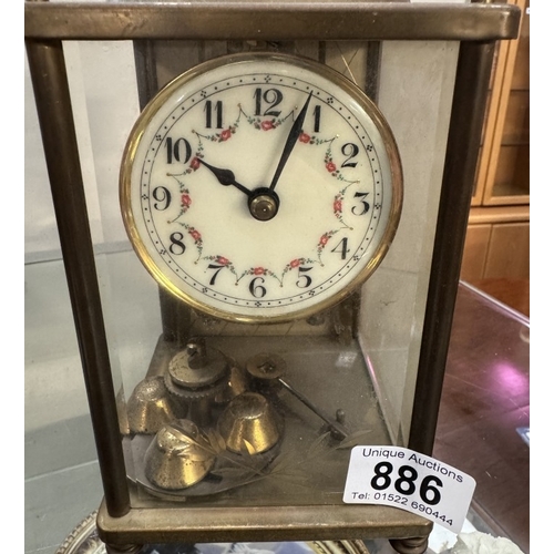 886 - A vintage lantern style brass anniversary clock A/F