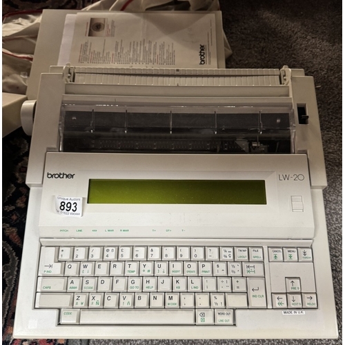 893 - A Brother LW-20 typewriter (missing lead)