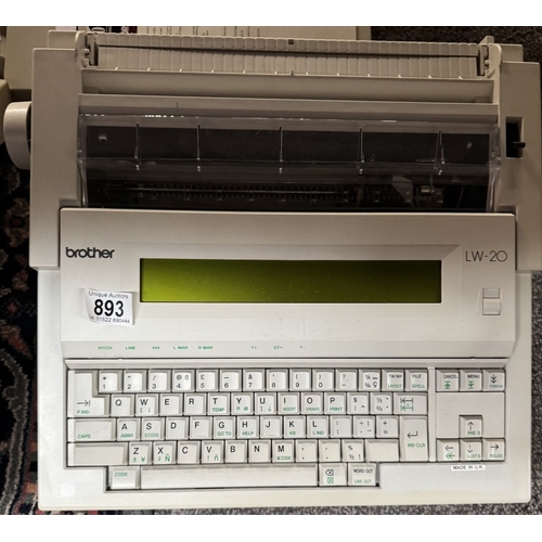 893 - A Brother LW-20 typewriter (missing lead)