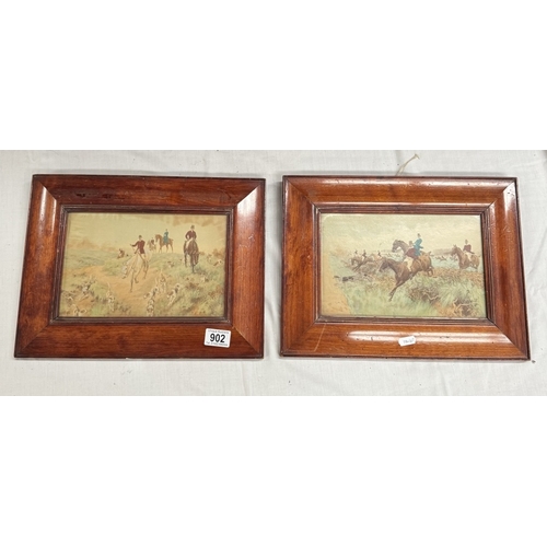 902 - A pair of early - mid 20th century fox hunting pictures, possibly watercolours