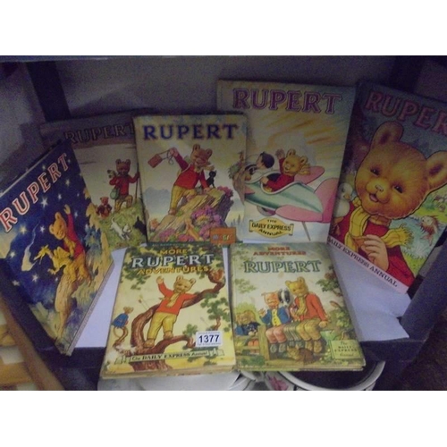 1377 - Seven assorted Rupert Bear annuals.