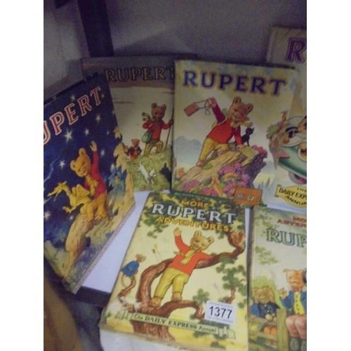 1377 - Seven assorted Rupert Bear annuals.