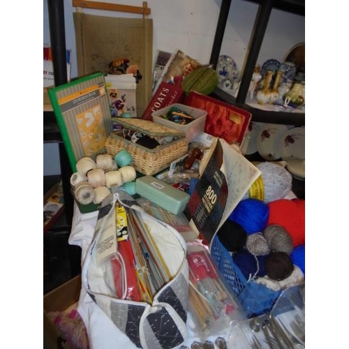 1405 - A good lot of assorted needlework and knitting items including wool, threads etc.,