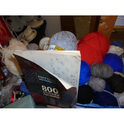 1405 - A good lot of assorted needlework and knitting items including wool, threads etc.,