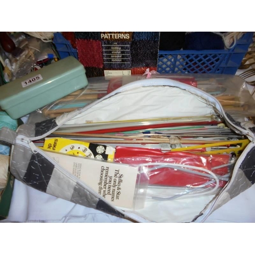 1405 - A good lot of assorted needlework and knitting items including wool, threads etc.,