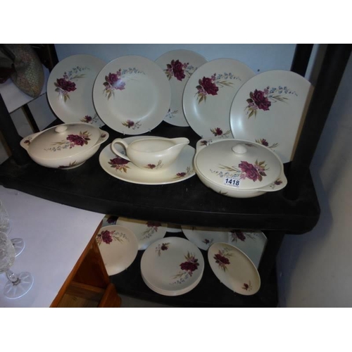 1418 - Approximately twenty pieces of Meakin dinner ware, COLLECT ONLY.