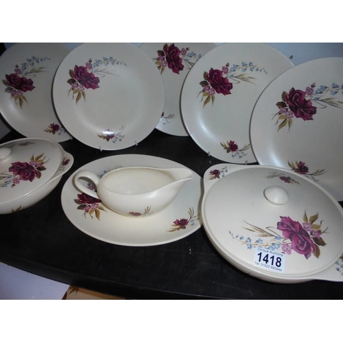 1418 - Approximately twenty pieces of Meakin dinner ware, COLLECT ONLY.