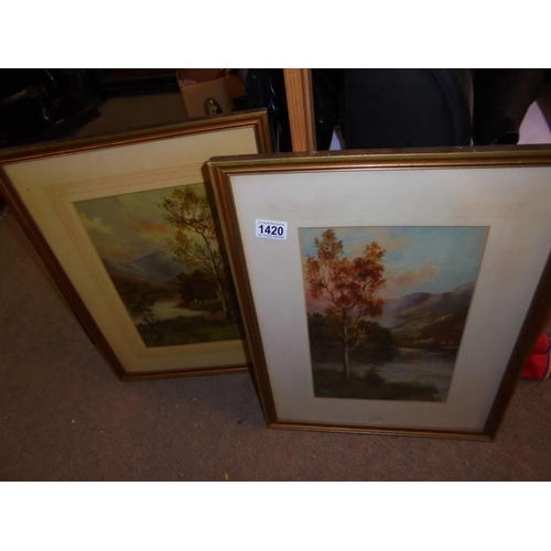 1420 - A pair of framed and glazed rural scene watercolours. COLLECT ONLY.