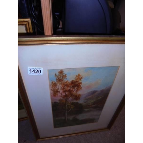 1420 - A pair of framed and glazed rural scene watercolours. COLLECT ONLY.