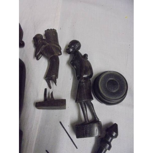 1463 - A rare collection of ebony figures, some a/f.