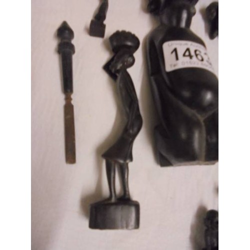 1463 - A rare collection of ebony figures, some a/f.