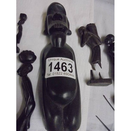 1463 - A rare collection of ebony figures, some a/f.