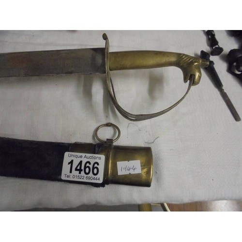 1466 - An old sword in scabbard. COLLECT ONLY.