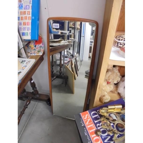 1508 - A retro teak framed wall mirror. COLLECT ONLY.