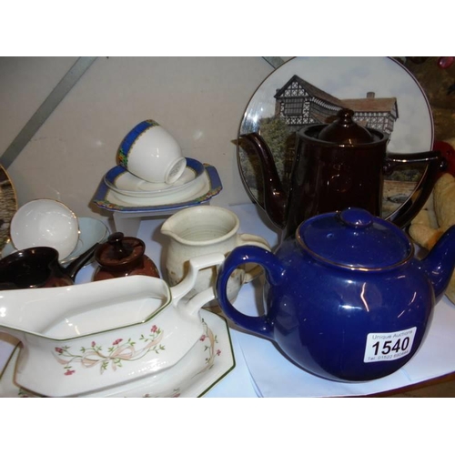 1540 - A mixed lot of ceramics including teapot, tureen etc.,