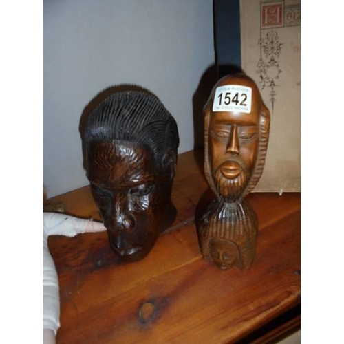 1542 - Two carved wooden busts.