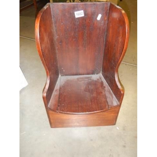 1602 - A Georgian style mahogany child's chair. COLLECT ONLY.