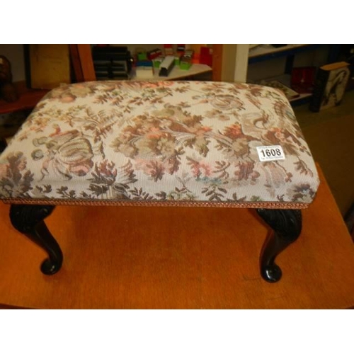 1608 - A good quality foot stool on Queen Anne Style legs, COLLECT ONLY.