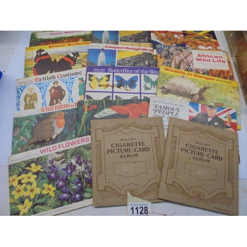 1128 - A quantity of cigarette cards - 12 complete sets, 4 part sets and 3 empty albums.