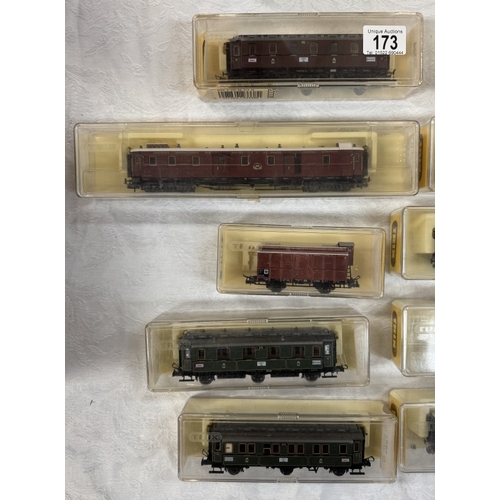 173 - 16 Boxed Trix HO gauge goods wagons & coaches