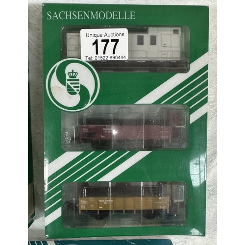 177 - 3 Boxed Sanchsen modelle HO gauge goods wagon multipacks