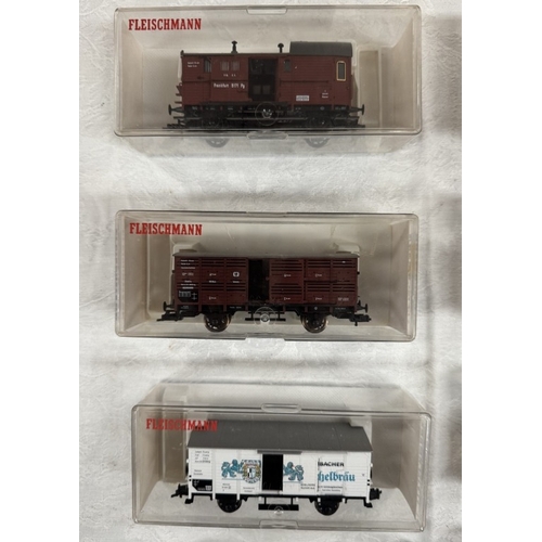 184 - 10 Boxed Fleischmann HO gauge rolling stock. 5831, 5833 x 2, 5834, 5837, 5840, 5841 x 2 & 5845 x 2