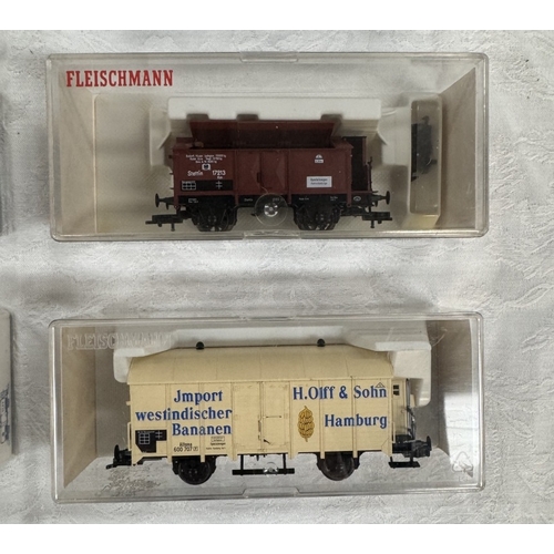 184 - 10 Boxed Fleischmann HO gauge rolling stock. 5831, 5833 x 2, 5834, 5837, 5840, 5841 x 2 & 5845 x 2