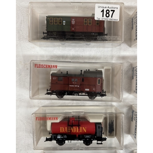 187 - 10 Boxed Fleischmann HO gauge rolling stock 5816 x 6, 5840, 5850, 5846 & 5830