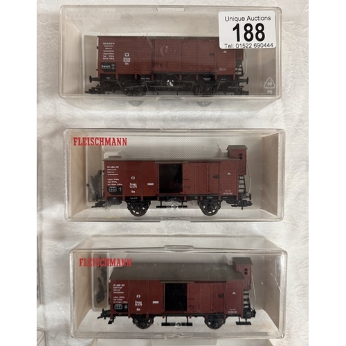 188 - 10 Boxed Fleischmann HO gauge rolling stock 5816 x 2, 5866 x2, 5861 x2, 5863 & 5862 x 3