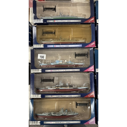 190 - 17 boxed models of warships (From magazine)