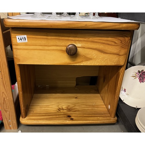 1419 - A pine bedside cabinet. COLLECT ONLY.