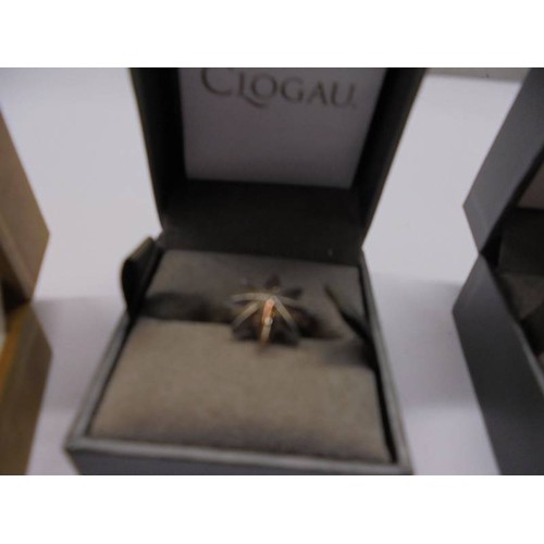 1056 - Five silver Clogau rings in boxes, all size M half.