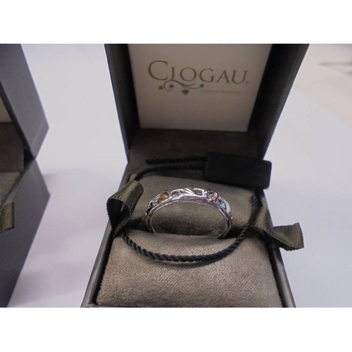 1056 - Five silver Clogau rings in boxes, all size M half.