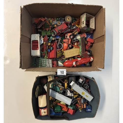 10 - 2 Boxes of playworn diecast including Matchbox & Corgi etc