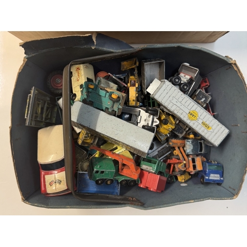 10 - 2 Boxes of playworn diecast including Matchbox & Corgi etc